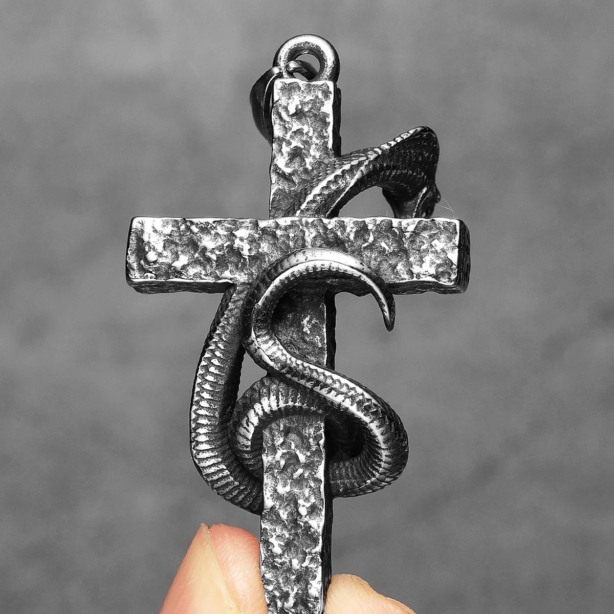 Cobra Cross Men Necklaces Stainless Steel Pendant Chain Women Fashion Jewelry Retro Snake Amulets Punk Accessories