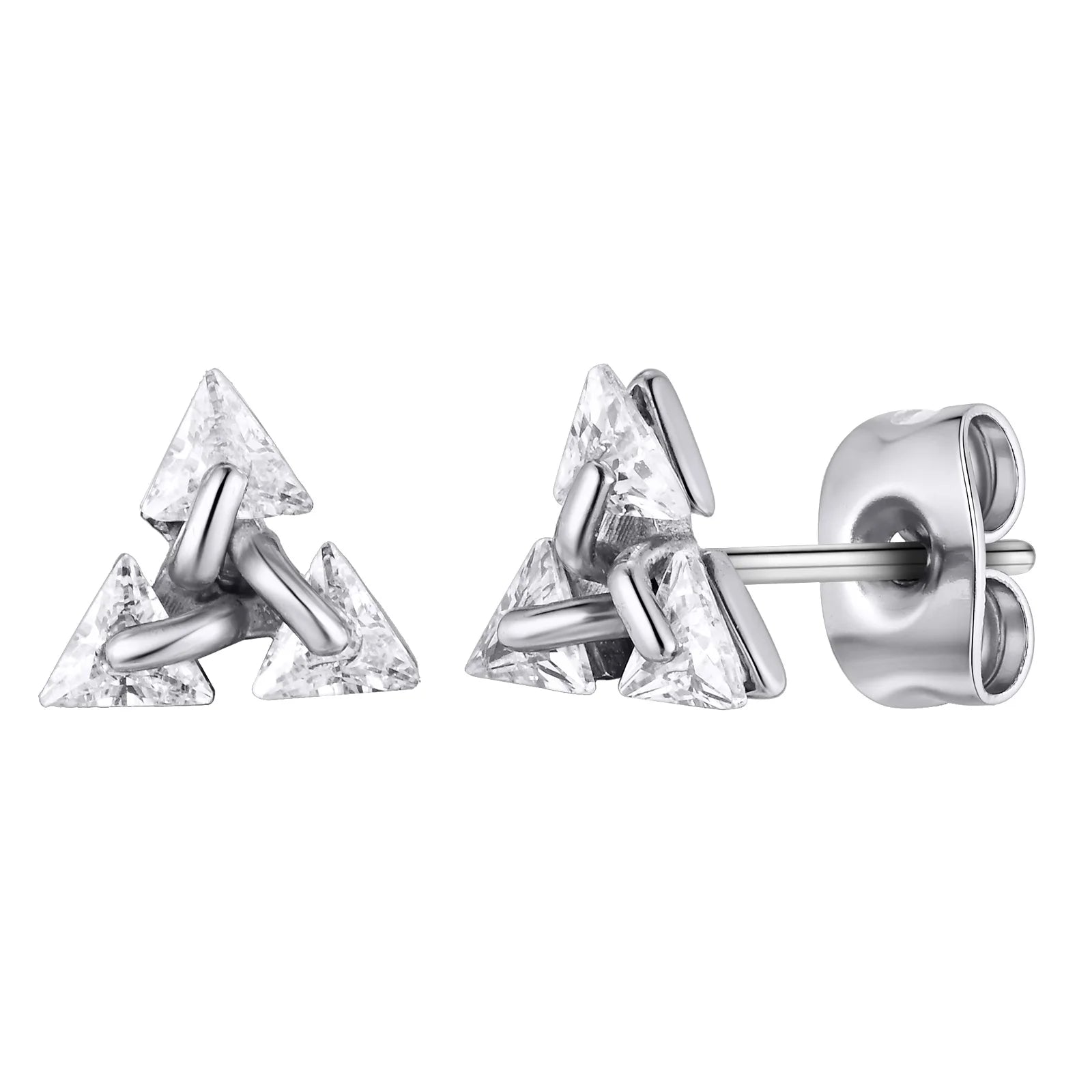 Minimal Triangle Zircon Stud Earrings — SS