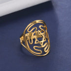 Wheel of Hecate Symbol Adjustable Ring — Stainless Steel