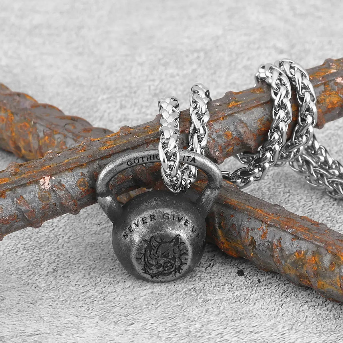 Dumbbell Stainless Steel Pendant Necklace