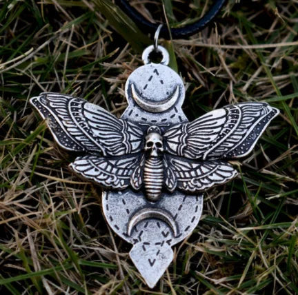 Gothic Death Moth Pendant Necklace