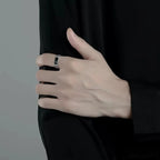 Trendy 925 Sterling Silver Ring For Men Jewelry Black Rectangle Retro Dragon Pattern Ring Male Infex Finger Accessories