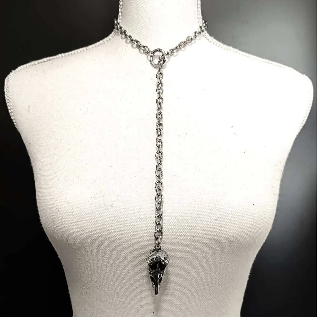 Gothic Crow Skull Necklace For Women man Fashion Vampire Bat Accessory Punk Jewelry Gift Circle Pagan Vintage Moth Charm Choker