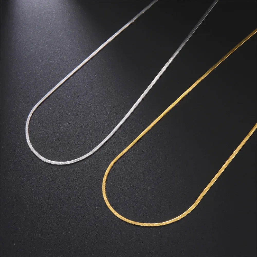 Gold Herringbone Snake Chain Necklace 5mm — Stainless Steel
