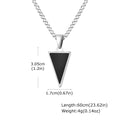 Black Agate Triangle Pendant — Stainless