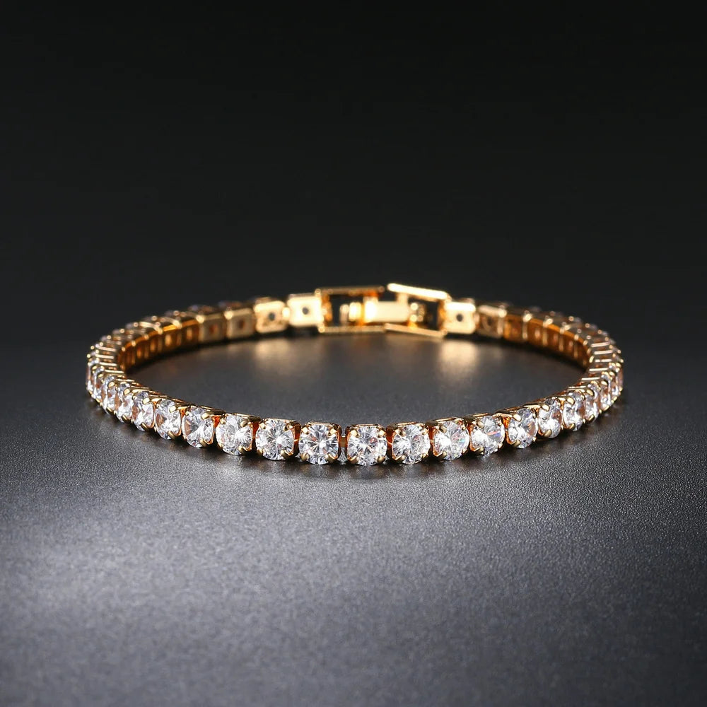 ZHOUYANG Tennis Bracelets For Women Simple Luxury Round Crystal Gold Color Bangle Chain Wedding Female Gift Wholesale Jewelry