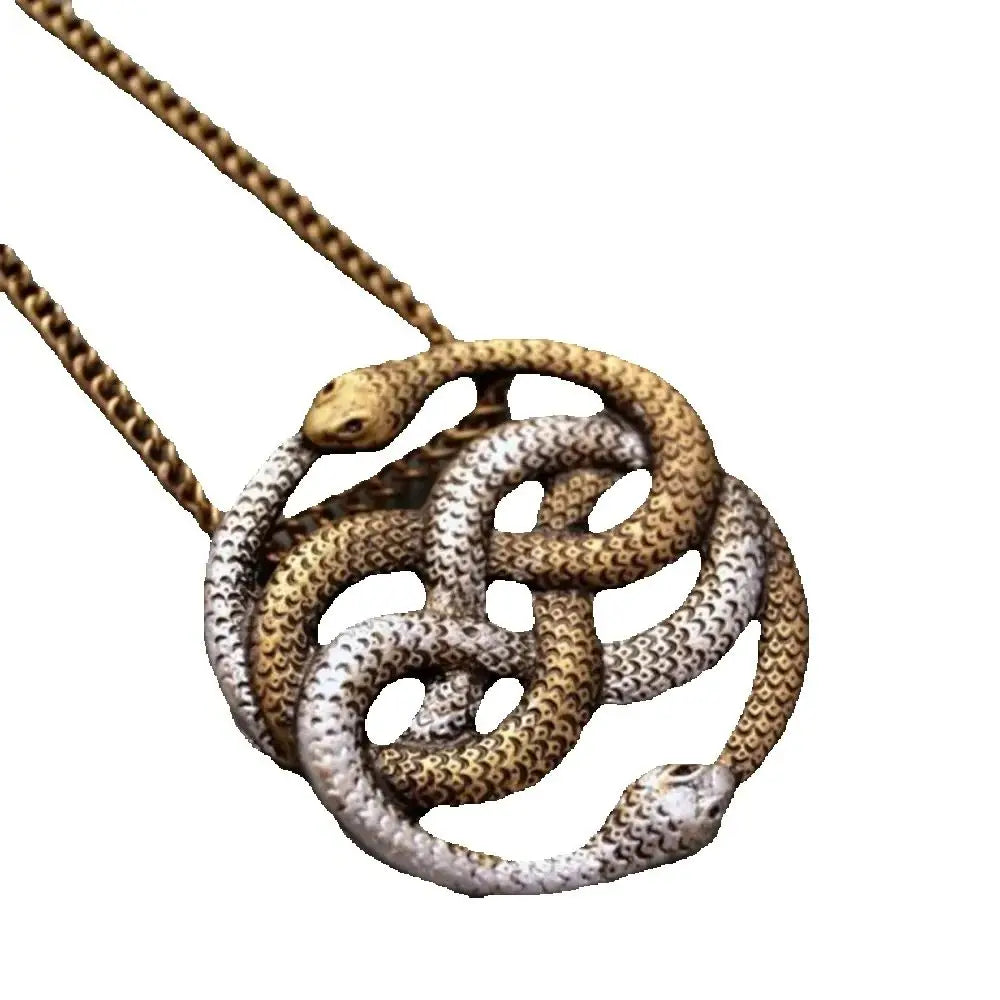 Vintage Fashion Punk Twisted Snake Pendant Necklace Jewelry Women's Men's Snake Knot Articulated Snake Pendant Chain