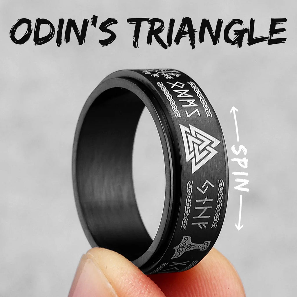 Vintage Nordic Viking Runes Celtic Knot Series Stainless Steel Womens Mens Rings Punk Biker Jewelry Creativity Gift