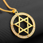 Jewish Hexagonal Star Pendant Necklace — Crystal