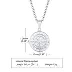 Layered Compass Cuban Figaro Necklace — Stainless Steel