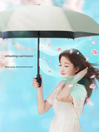 High-end Manul Umbrella with Fan Cool Parasol Anti-ultraviolet Sunny and Rainy Dual-use Foldable Car-mounted Sunshade