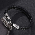 Vintage Punk Hand Woven Three Layer Leather Black Beaded Bracelet Magnetic Bracelet Clasp Men\\'s Charm Business Event Jewelry