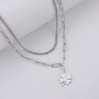 My Shape Fashion 2 Layers Lock Pendant Necklace for Men Punk Stainless Steel Clip Link Chain Necklaces Choker Male Party Jewelry