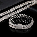 925 Silver Cuban Chain Necklace Iced Out 10-20MM