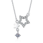 925 Sterling Silver Inlaid Zircon Star Necklace For Women Sweet And Cute Pendant Necklace Fashion Jewelry Accessories