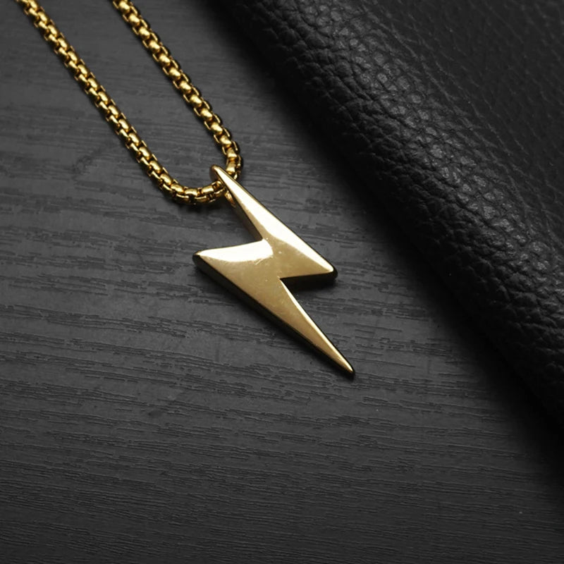 1PC Fashion Simple Stainless Steel Geometic Lightning Necklace for Men Jewelry Birthday Gift for Him