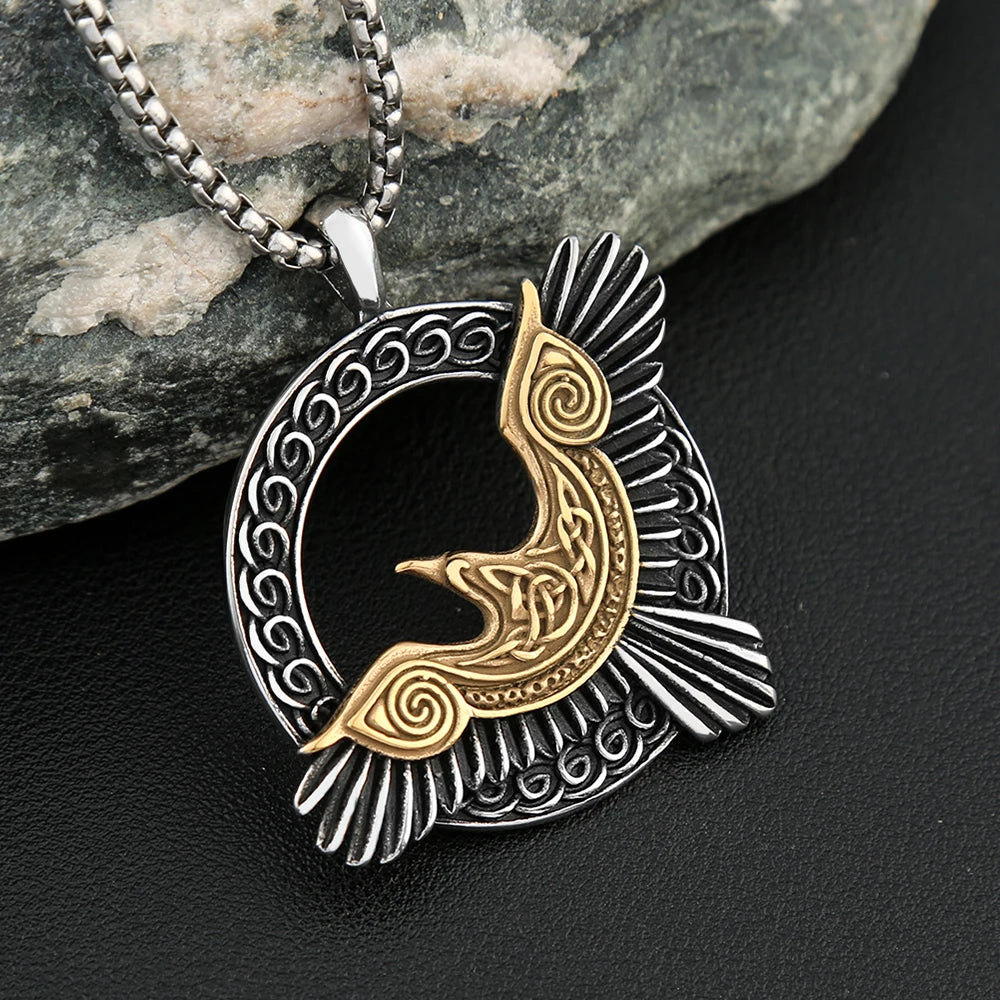 Norse Eagle Pendant Necklace — Stainless Steel