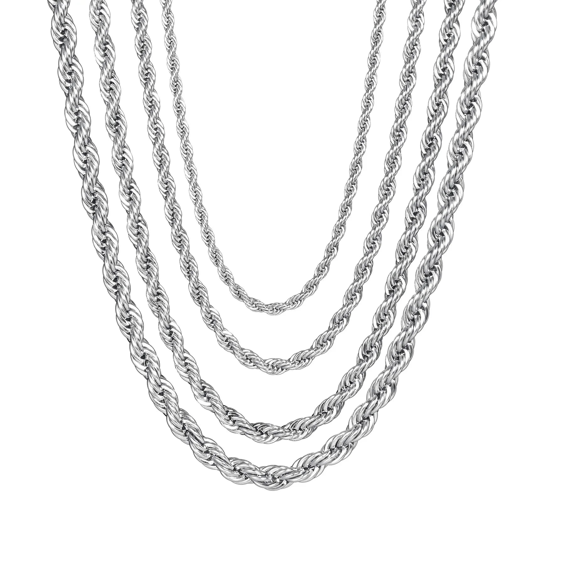 Twisted Rope Chain Necklace — Stainless Steel