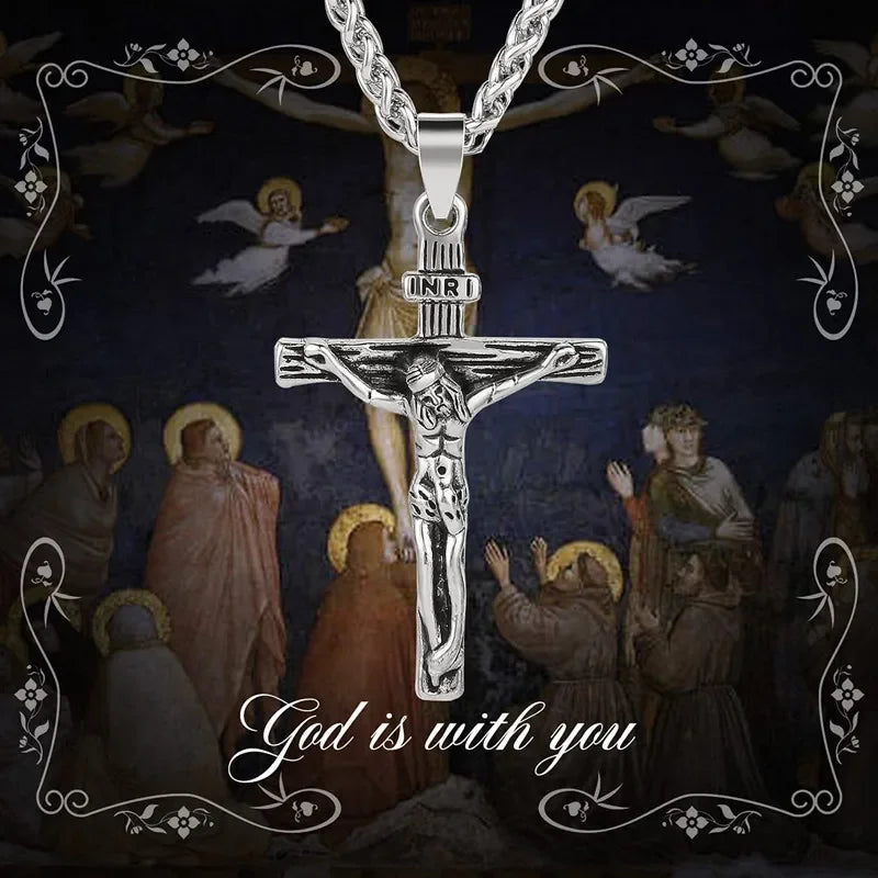 Jesus Cross Gold Pendant Necklace