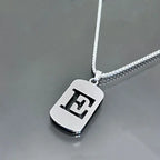 Initial Letter Tag Pendant Necklace — Stainless Steel