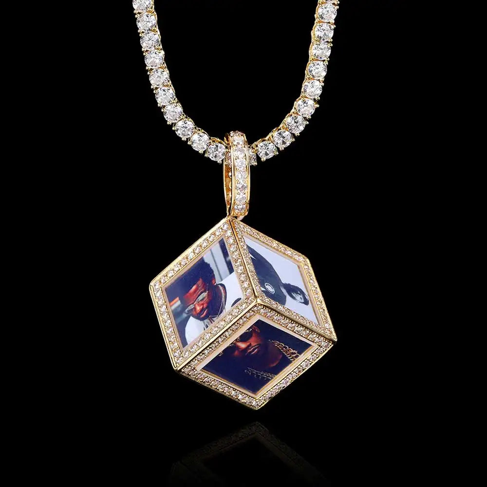 Statement Photo Pendant Necklace Memory Cube
