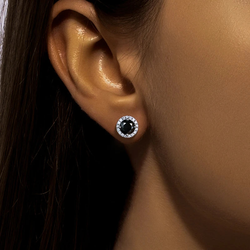 Iced Out Black Diamond Earrings — 925 Silver
