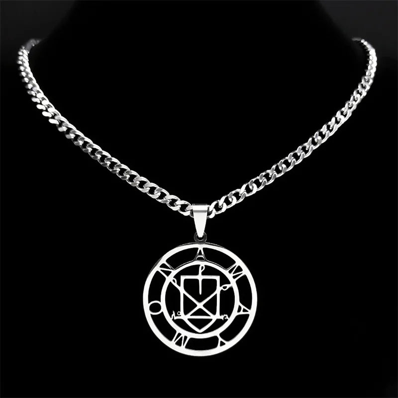 Silver Sigil Pendant Necklace — Stainless Steel