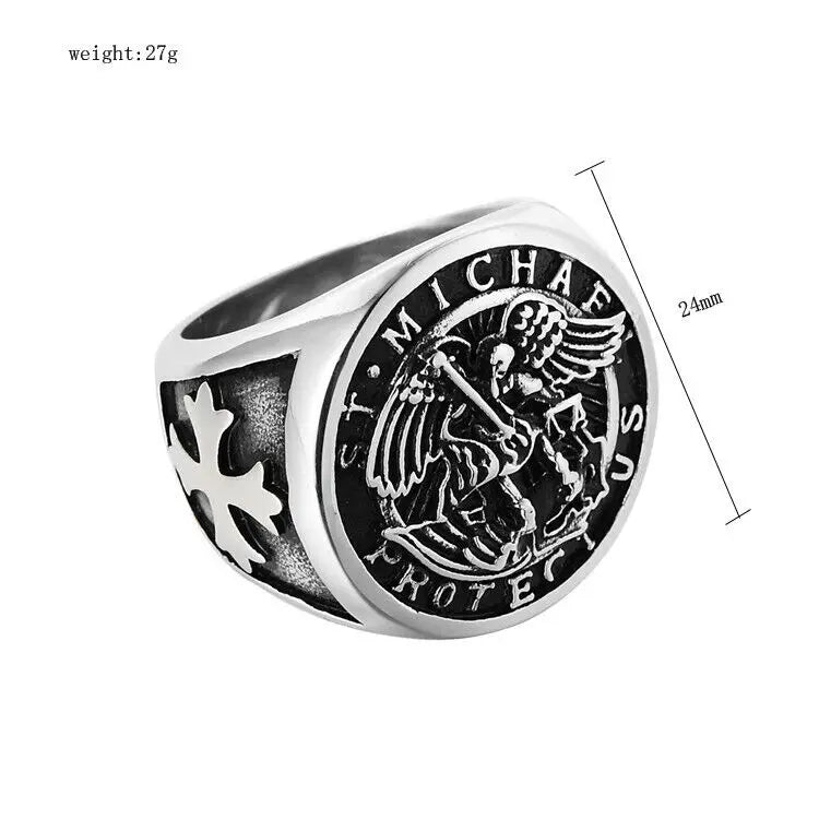 Saint Michael Archangel Ring — Stainless Steel