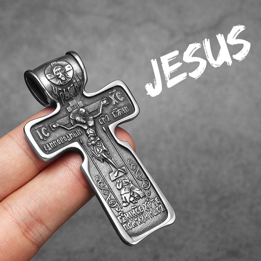 Jesus Cross Pendant Necklace — Stainless Steel