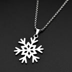 Hollow Snowflake Pendant Necklace For Women Men Stainless Steel Gold Color Fashion Winter Chain Jewelry Minimalist Gift