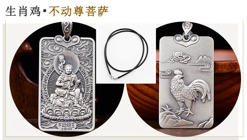 Chinese Zodiac Animal Buddha Blessing Pendant Necklace
