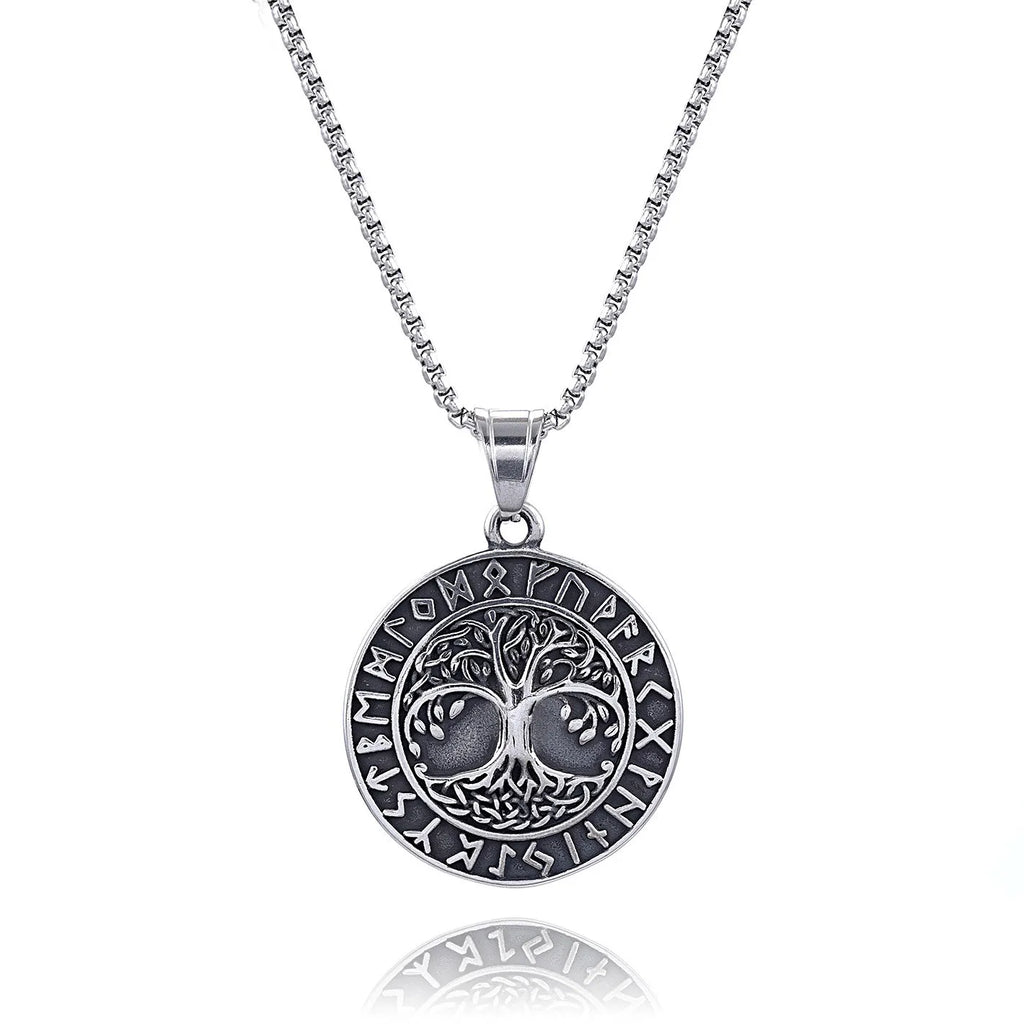 Gothic Tree of Life Pendant Necklace — Silver-Tone, Vintage Chain