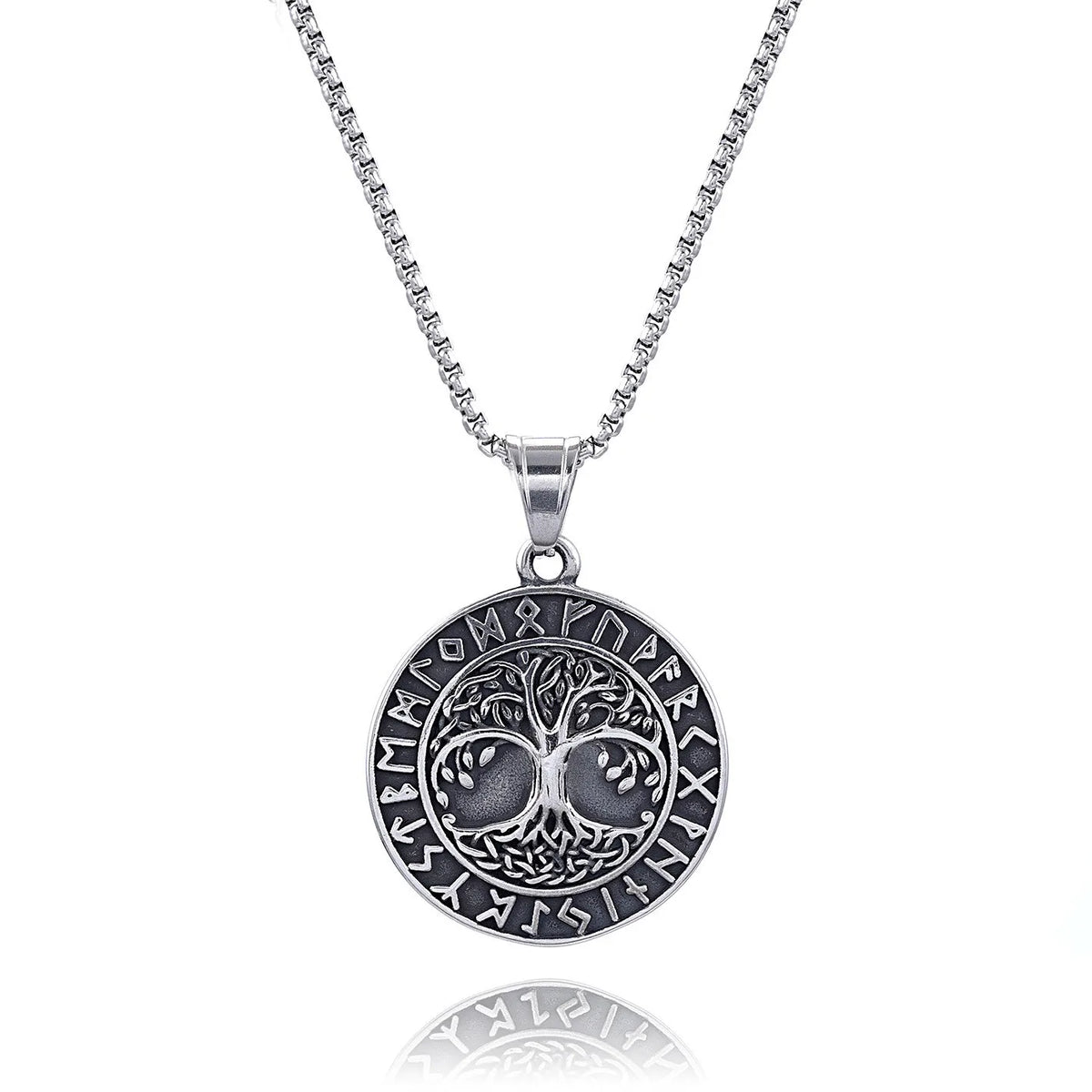 Gothic Tree of Life Pendant Necklace — Silver-Tone, Vintage Chain