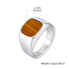 Tiger Eye Signet Ring — Stainless Steel
