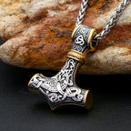 Unique Vintage Viking Thor Hammer Pendant For Men Stainless Steel Celtic Knot Necklace Punk Amulet Jewelry Gifts
