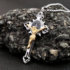 Vintage Christian Jesus Cross Pendant Necklace Men's Stainless Steel Religious Jesus Necklaces Prayer Baptism Jewelry