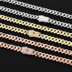 HHIOK Gold Silver Rose Gold Miami Cuban Link Bracelet Men Copper Zircon Iced Out Box Clasp Hip Hop Jewelry