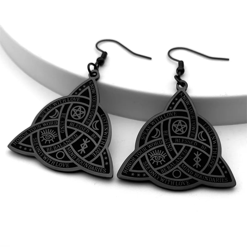 Odin Steel Earrings Viking Witch Celtic Knot Hoop