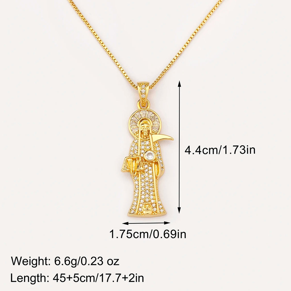 Iced Out Virgin Mary Pendant Necklace