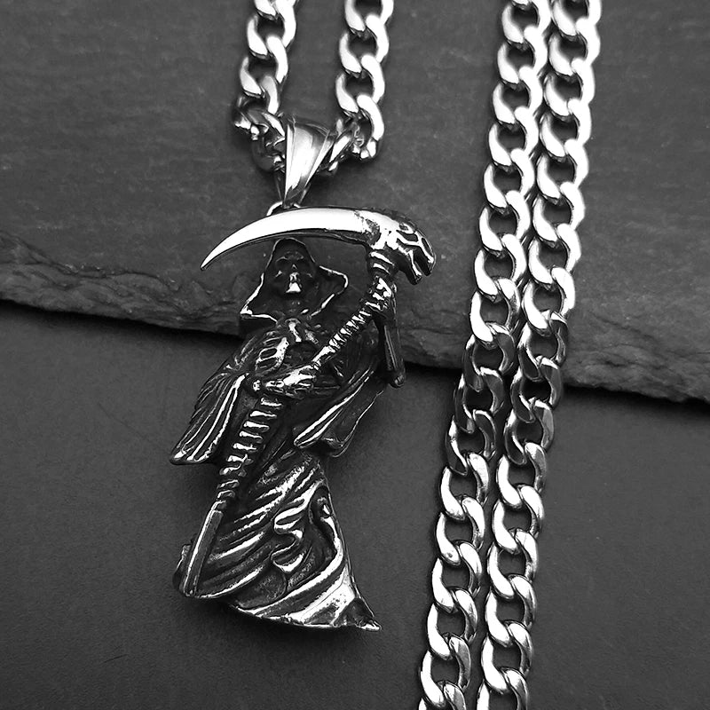 Santa Muerte Stainless Steel Pendant Necklace
