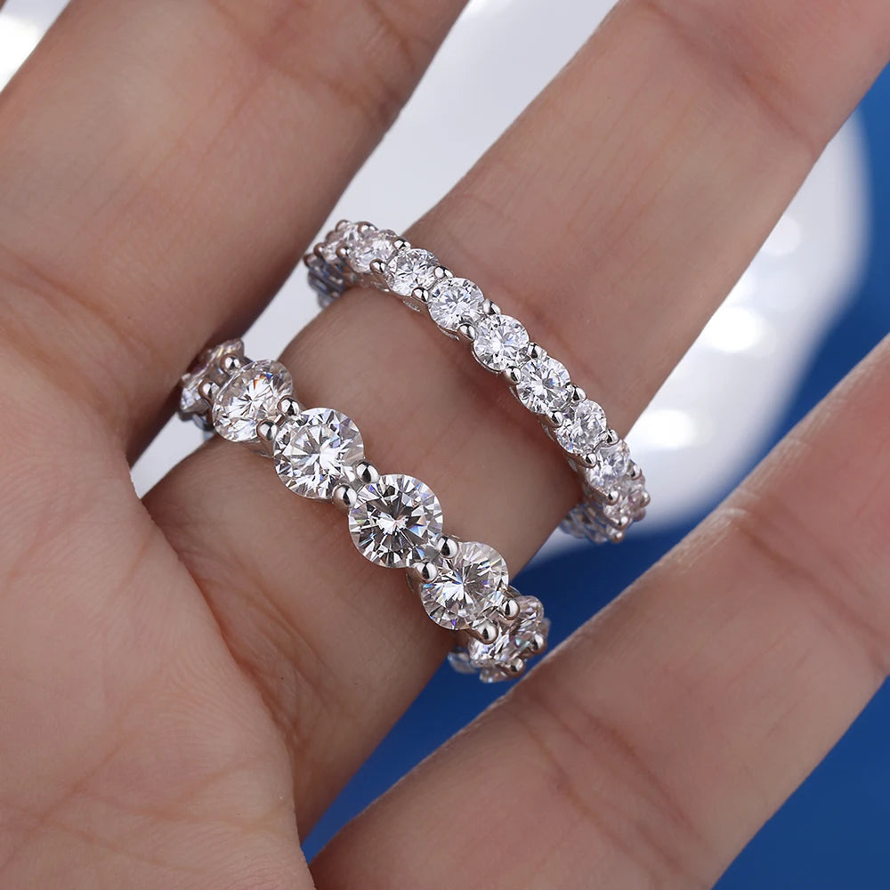 5mm D Color Moissanite Row Ring 925 Sterling Silver Diamond Wedding Band Rings For Women Certified Fine Jewelry Gift
