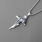 Hip Hop Retro Rose Cross Titanium Steel Men's Necklace Vintage Alloy Steel Accessory Pendant Necklace Gifts