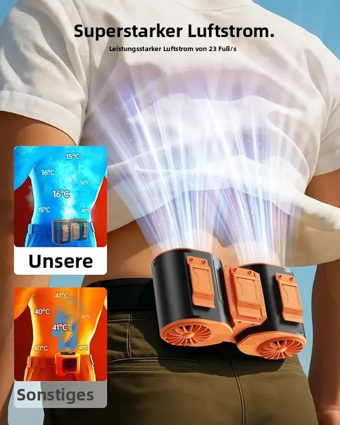 Portable Waist-Worn Cooling Fan with USB-C Rechargeable Dual-Fan System | ventiladores recargables，fans handheld