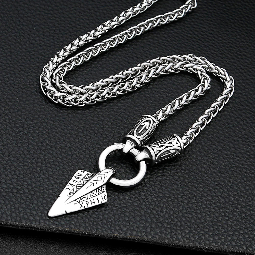 Fashion Vintage Viking Spear Pendant Stainless Steel Norse Rune necklaces For Men Women Unique Amulet Jewelry Gift Dropshipping