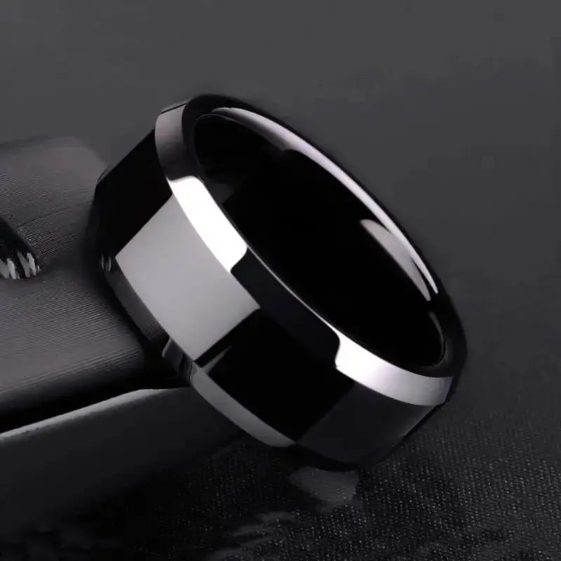8mm Comfort Fit Black Stainless Steel Ring Durable Classic Band Fashion Jewelry Gift for Men Teens Adults Daily Wear