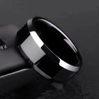 8mm Comfort Fit Black Stainless Steel Ring Durable Classic Band Fashion Jewelry Gift for Men Teens Adults Daily Wear