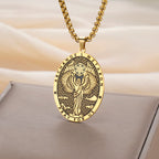 Retro Saint Religious Necklaces for Women Men Archangel Metatron Pendant Patron Saint Amulet Medal Religion Religious
