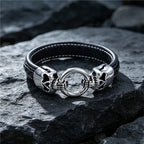 Gothic Double Skull Black Band Bracelet — Stainless Steel