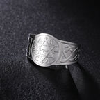 LIKGREAT Star of David Stainless Steel Ring for Men Women Vintage Celtics Knot Open Rings Amulet Wiccan Jewish Jewelry