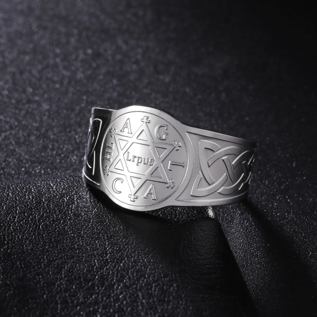 LIKGREAT Star of David Stainless Steel Ring for Men Women Vintage Celtics Knot Open Rings Amulet Wiccan Jewish Jewelry